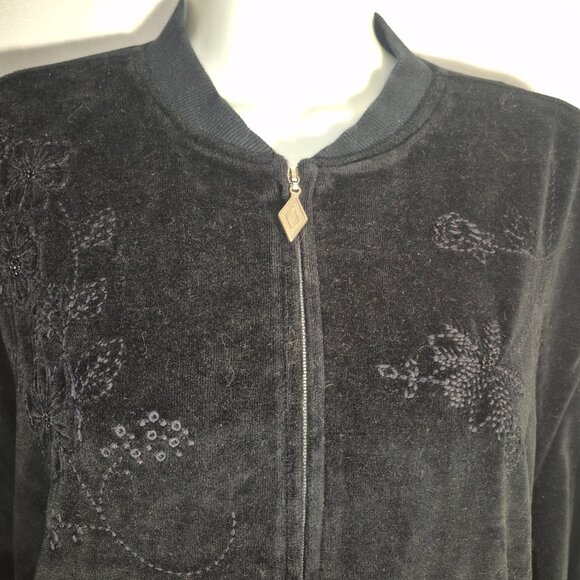 ALFRED DUNNER 2-piece casual fleece jacket and pants set, black in size 12 - Picture 13 of 16